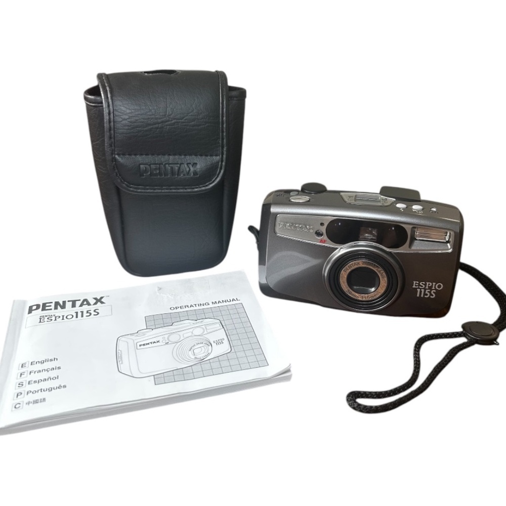 Vintage Pentax Zoom Lens ESPIO115S 38mm-115mm Film Camera, Grey, Black, EUC